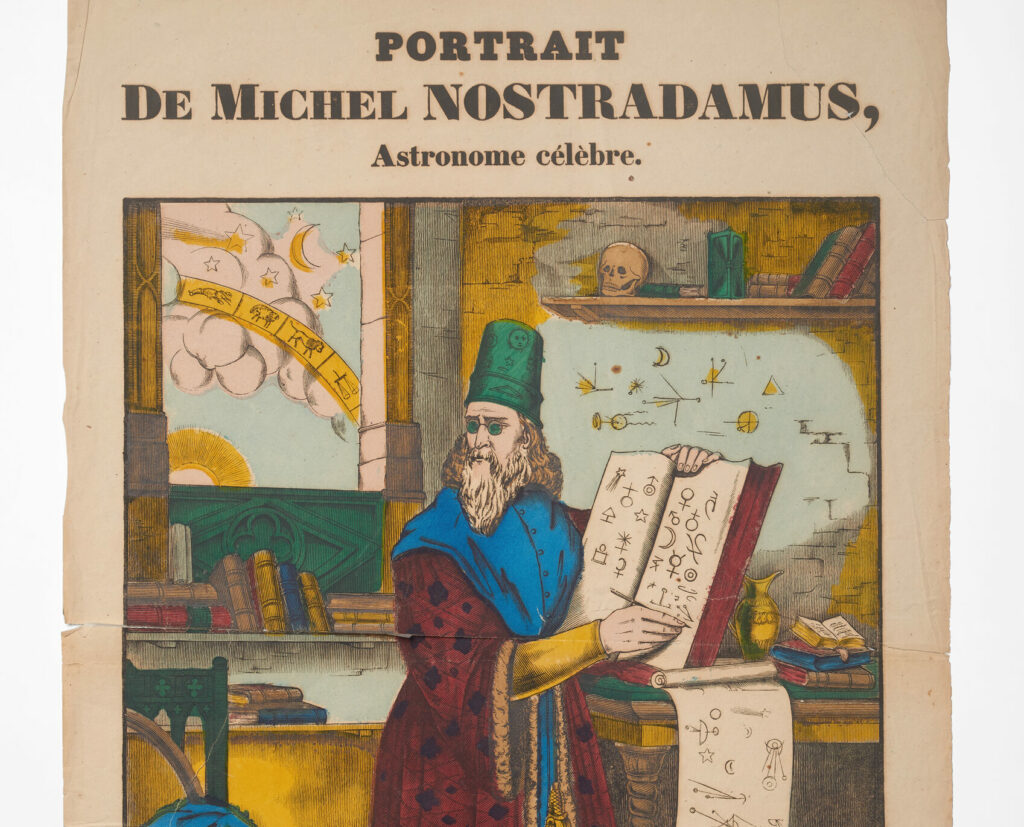 Portrait coloré de Michel Nostradamus en astronome, XIXe siècle